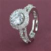 American Diamond Adjustable Ring with Rhodium Plating 2 Tone Plating