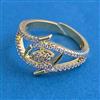 American Diamond Adjustable Ring with Rhodium Plating 2 Tone Plating Mehndi Plating