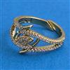 American Diamond Adjustable Ring with Rhodium Plating 2 Tone Plating Mehndi Plating