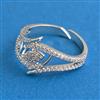 American Diamond Adjustable Ring with Rhodium Plating 2 Tone Plating Mehndi Plating