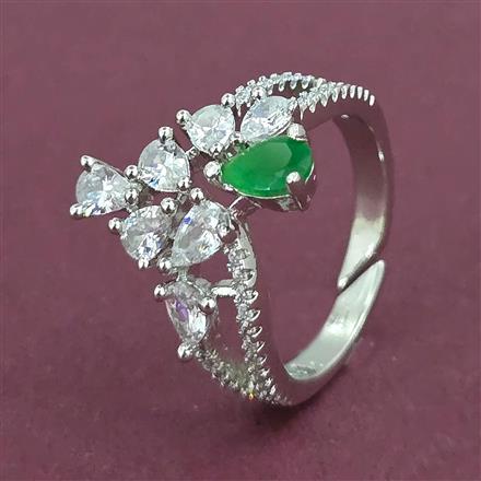 American Diamond Adjustable Ring with Rhodium Plating