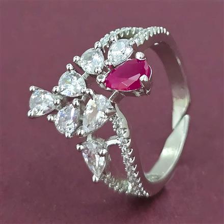 American Diamond Adjustable Ring with Rhodium Plating