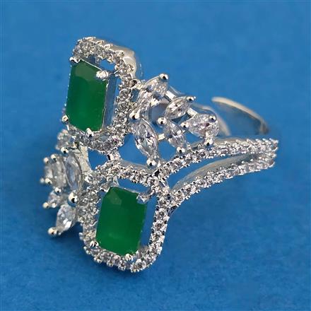 American Diamond Adjustable Ring with Rhodium Plating