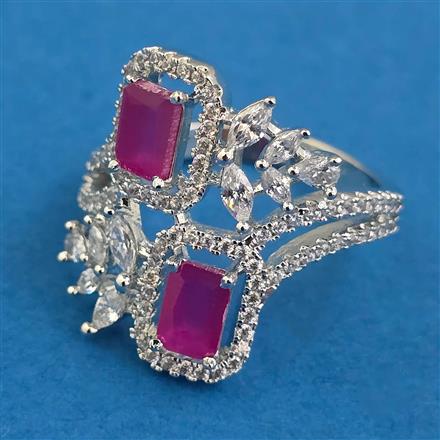 American Diamond Adjustable Ring with Rhodium Plating