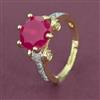 American Diamond Adjustable Ring with Gold Plating