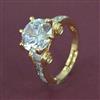 American Diamond Adjustable Ring with Gold Plating