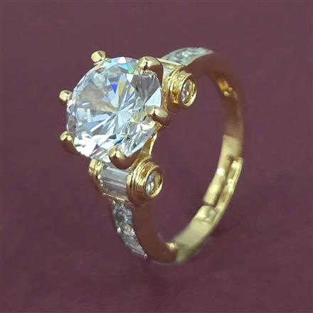 American Diamond Adjustable Ring with Gold Plating