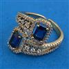 American Diamond Adjustable Ring with Mehndi Plating