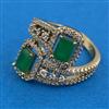 American Diamond Adjustable Ring with Mehndi Plating