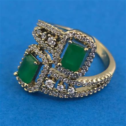 American Diamond Adjustable Ring with Mehndi Plating