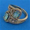 American Diamond Adjustable Ring with Mehndi Plating