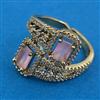 American Diamond Adjustable Ring with Mehndi Plating