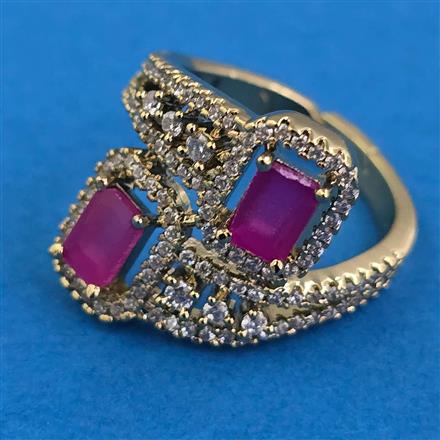 American Diamond Adjustable Ring with Mehndi Plating