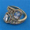 American Diamond Adjustable Ring with Mehndi Plating