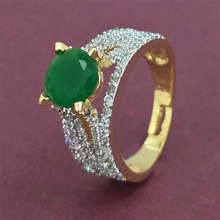 American Diamond Adjustable Ring with Gold Plating