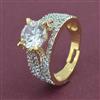 American Diamond Adjustable Ring with Gold Plating