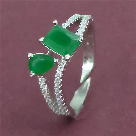 American Diamond Adjustable Ring with Rhodium Plating