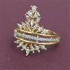 American Diamond Adjustable Ring with Rhodium Plating 2 Tone Plating Mehndi Plating