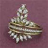 American Diamond Adjustable Ring with Rhodium Plating 2 Tone Plating Mehndi Plating