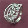 American Diamond Adjustable Ring with Rhodium Plating 2 Tone Plating Mehndi Plating