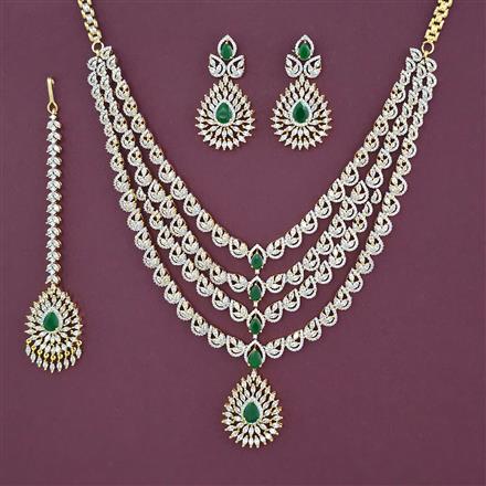 American Diamond Layered Necklace with 2 Tone Plating