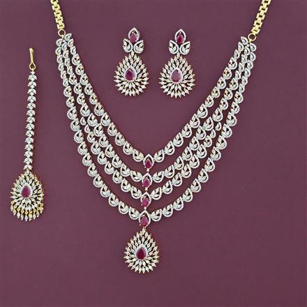 American Diamond Layered Necklace with 2 Tone Plating