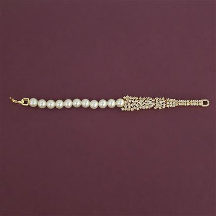 American Diamond Pearl Bracelet with Rhodium Plating Gold Plating