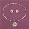 American Diamond Classic Pendant Set with 2 Tone Plating