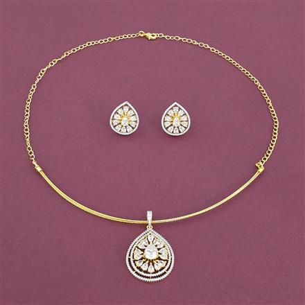 American Diamond Classic Pendant Set with 2 Tone Plating