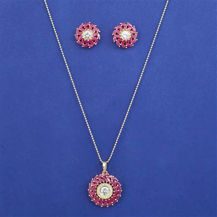 American Diamond Classic Pendant Set with Gold Plating