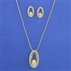 American Diamond Classic Pendant Set with Rhodium Plating 2 Tone Plating