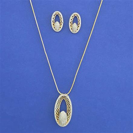 American Diamond Classic Pendant Set with Rhodium Plating 2 Tone Plating