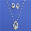 American Diamond Classic Pendant Set with Rhodium Plating 2 Tone Plating
