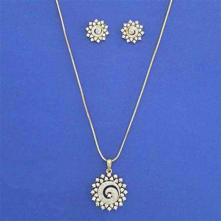 American Diamond Classic Pendant Set with Rhodium Plating 2 Tone Plating