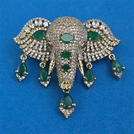 American Diamond Animal Brooch with Mehndi Plating
