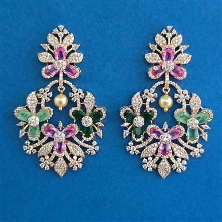 American Diamond Pearl Earring with Carat Plating