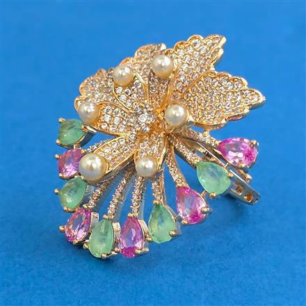 American Diamond Adjustable Ring with Carat Plating