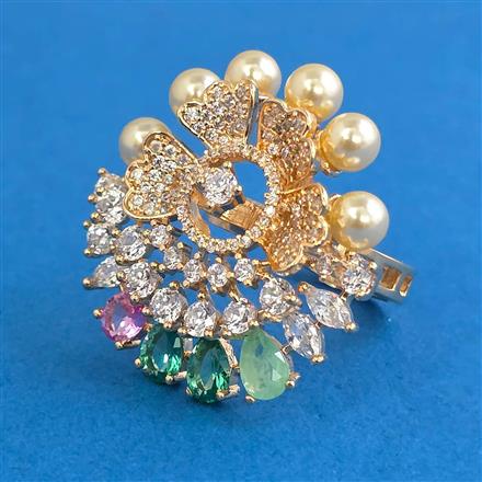 American Diamond Hazoorilal Ring with Carat Plating