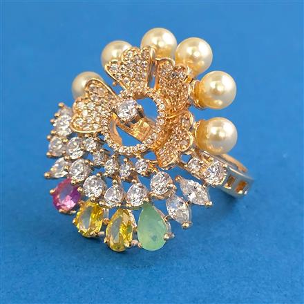 American Diamond Hazoorilal Ring with Carat Plating