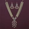 American Diamond Pearl Necklace with Carat Plating