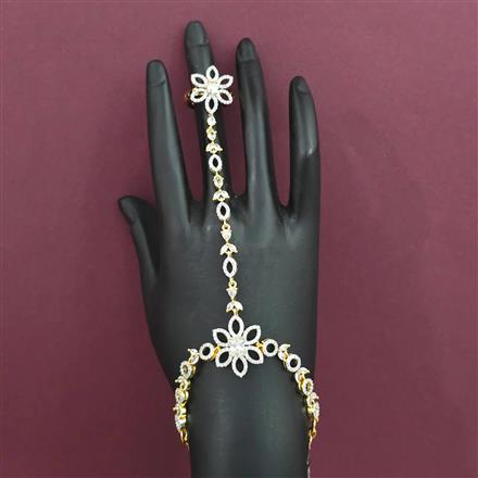 American Diamond Adjustable Hath Pan with Rhodium Plating 2 Tone Plating Mehndi Plating