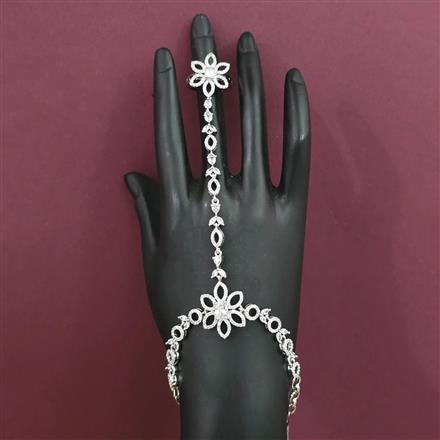 American Diamond Adjustable Hath Pan with Rhodium Plating 2 Tone Plating Mehndi Plating