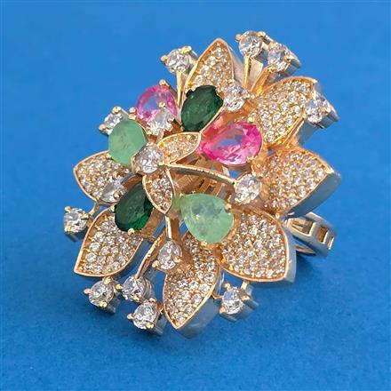 American Diamond Adjustable Ring with Carat Plating
