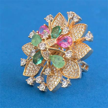American Diamond Adjustable Ring with Carat Plating
