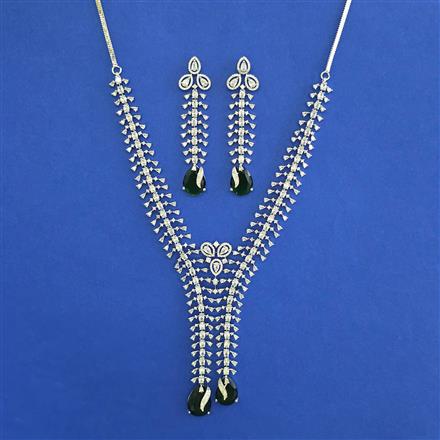 American Diamond Classic Necklace with Rhodium Plating