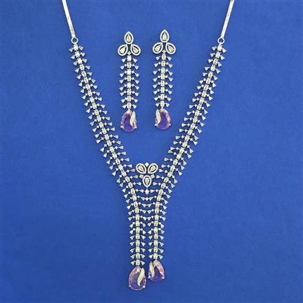 American Diamond Classic Necklace with Rhodium Plating