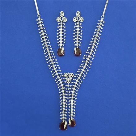 American Diamond Classic Necklace with Rhodium Plating