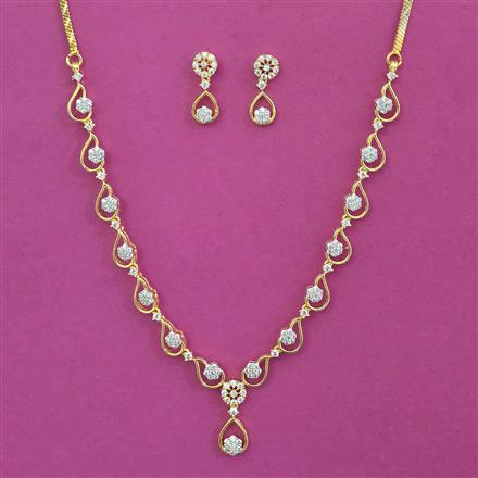 American Diamond Delicate Necklace with Rhodium Plating 2 Tone Plating