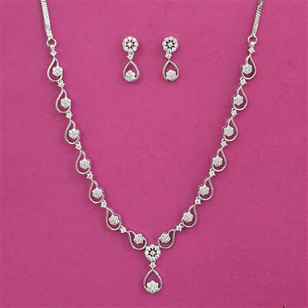 American Diamond Delicate Necklace with Rhodium Plating 2 Tone Plating