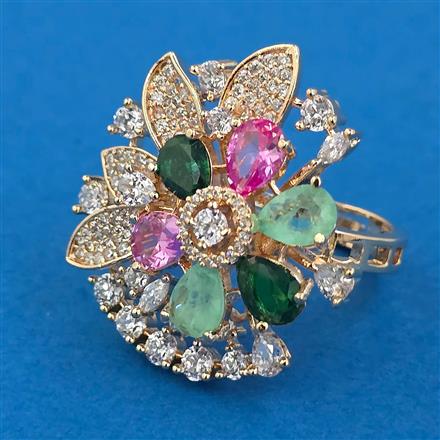 American Diamond Adjustable Ring with Carat Plating